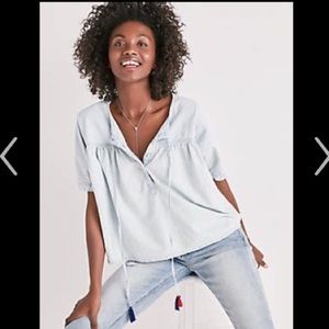 Lucky chambray button oversized top